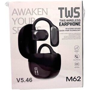 M62 TWS Wireless Earbuds Bluetooth V5.46 Noise Reduction In-Ear Headphones Black
